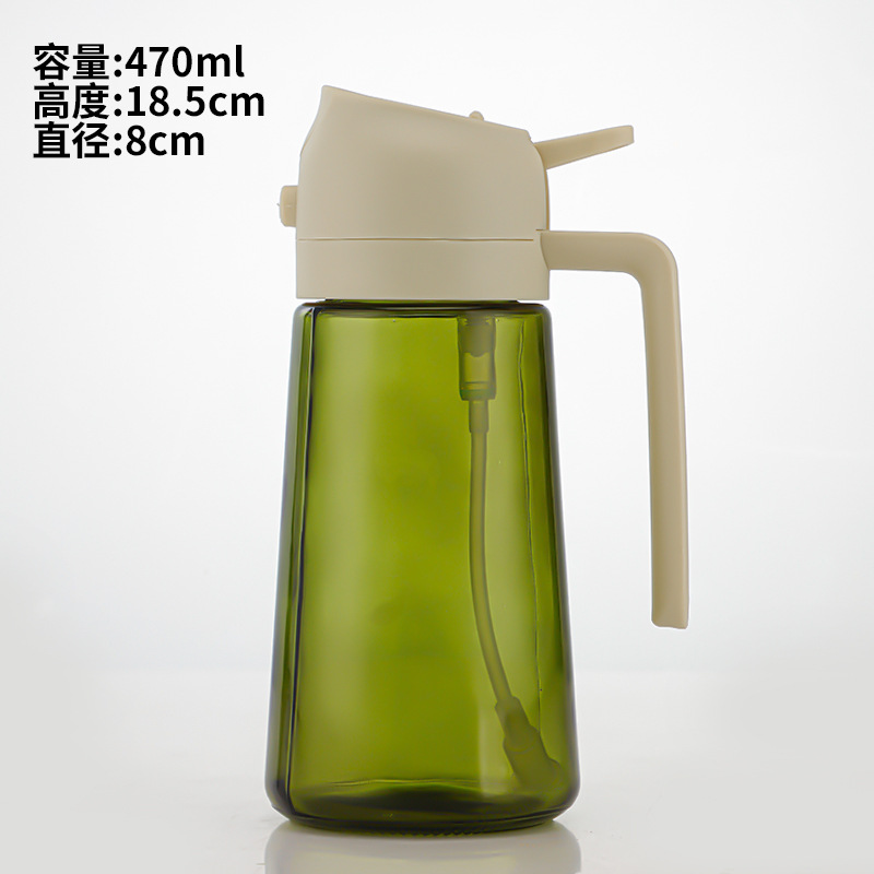 Olla de aceite de doble propósito rociada, cocina doméstica, prensa automática, botella de aceite en aerosol de gran capacidad, botella de condimento de vidrio de aceite a prueba de fugas