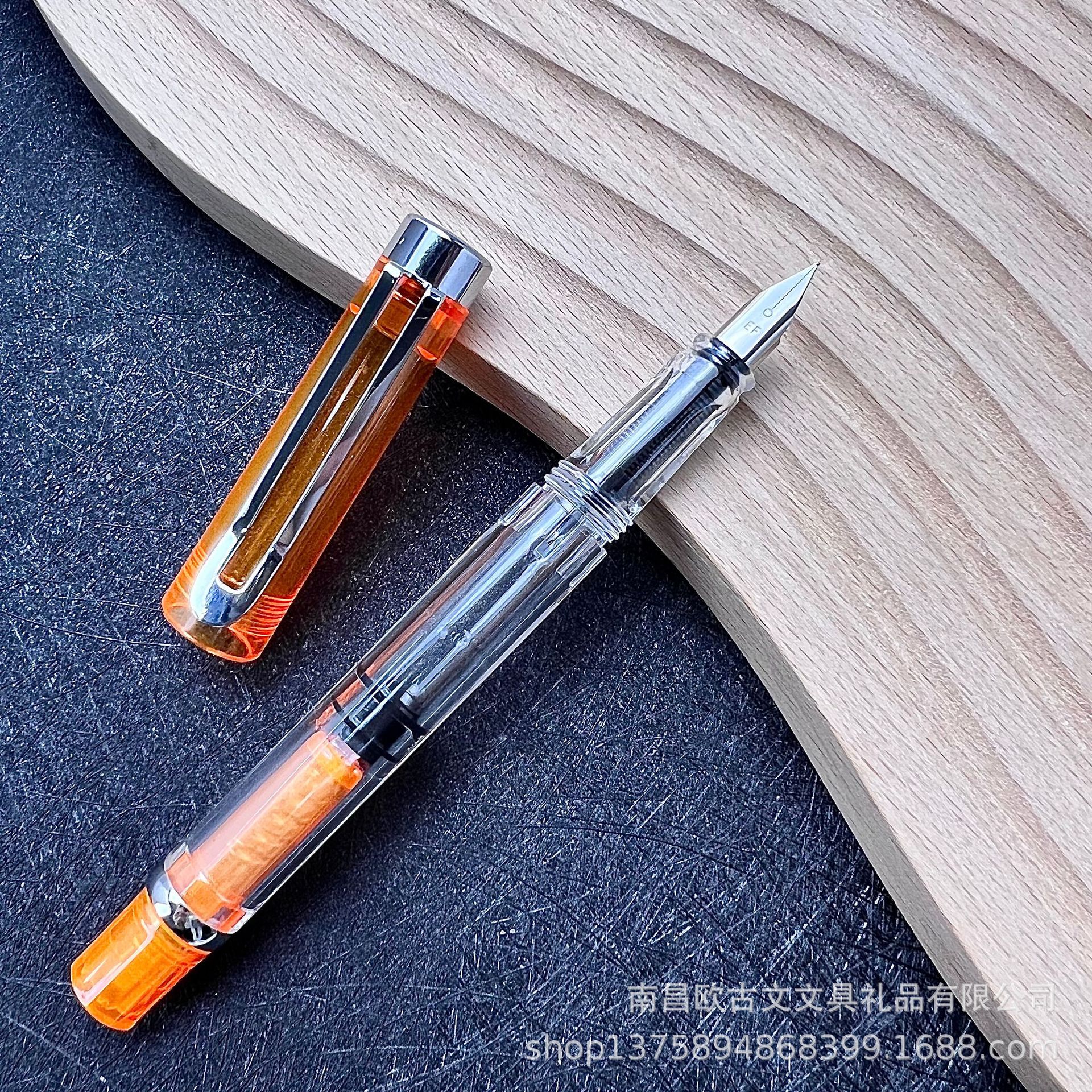 Ouguwen - Juego de regalo de papelería con bolígrafo de punta metálica giratoria de nuevo estilo, cartucho de tinta transparente que absorbe la tinta, para que los estudiantes practiquen la caligrafía.