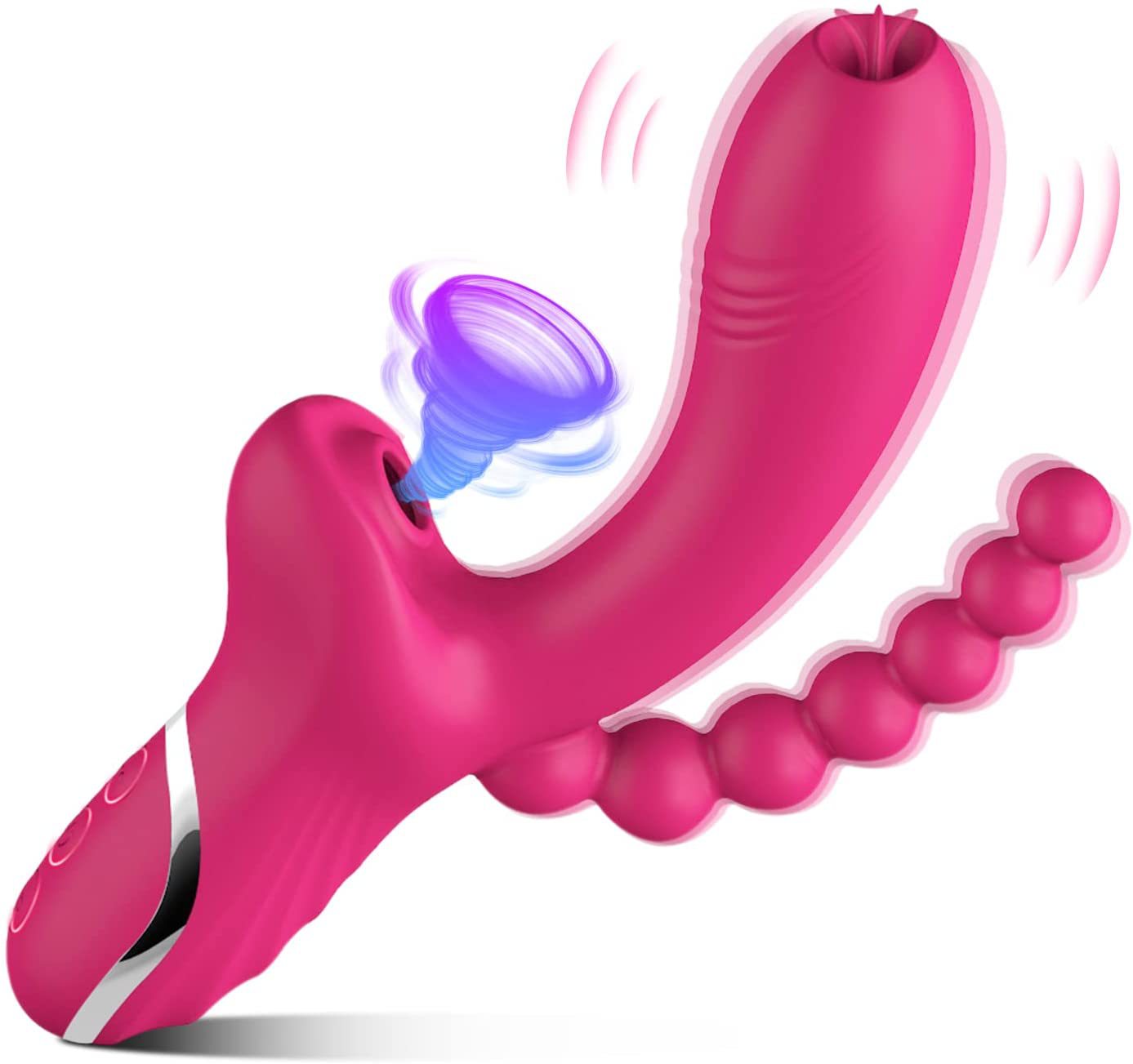 Rosen-vibrator Für Damen Doppelseitiger Saug- Und Perlenvibrator_voghion.com