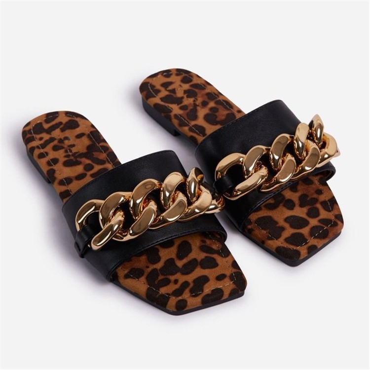 square head metal chain buckle flat sandals wholesale women s clothing Nihaostyles NSHYR67916
