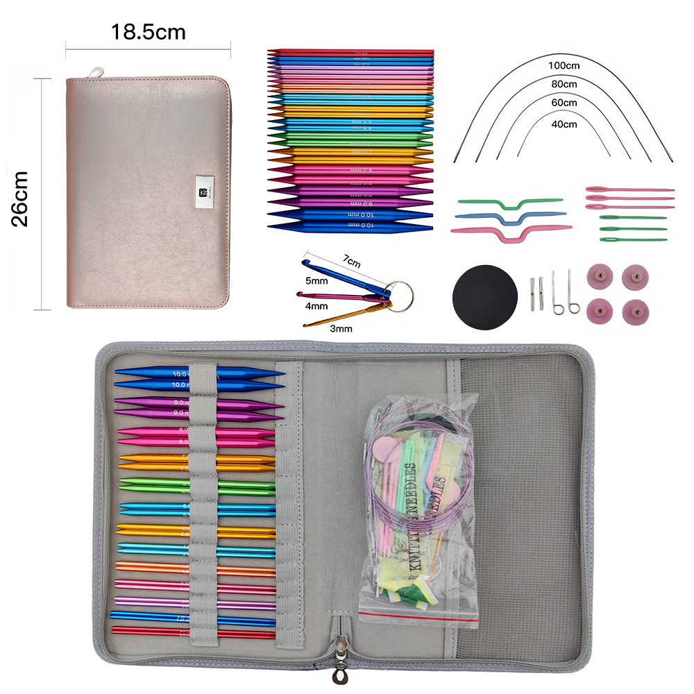 Herramientas de tejido transfronterizas aguja de suéter 13cm aguja de anillo desmontable conjunto de aguja de anillo de suéter de óxido de aluminio