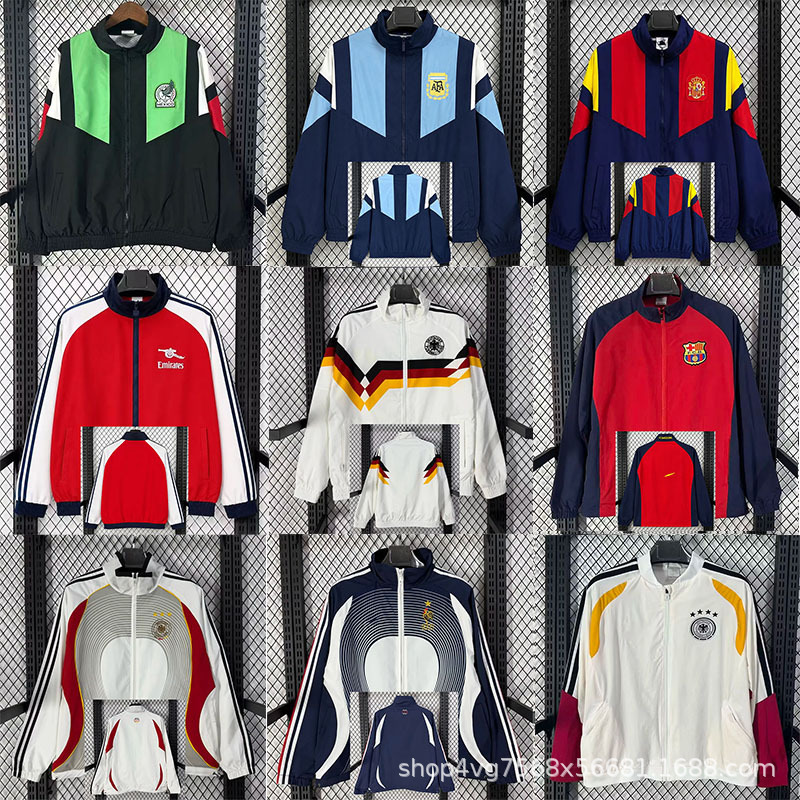 Cross-Border Wholesale 2627 New Style Windbreaker National Team Single-Sided Long-Sleeved Hoodless Adult Football Jacket Sports Jacket