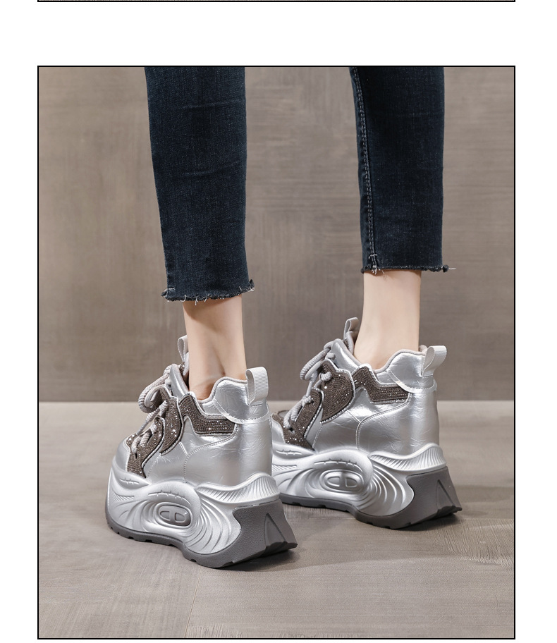 Giày sneaker nữ chunky đế dày độn cao lót nhung giữ ấm mùa đông — Màu đen lót nhung chi tiết 16