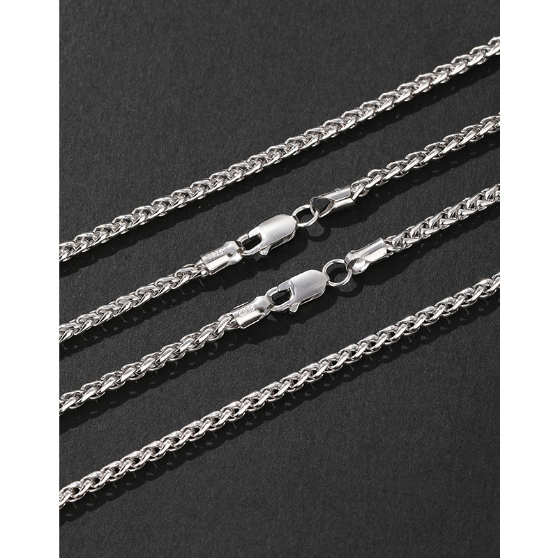 Collar de quilla de plata de ley 925 para hombre Hip-Hop simple para hombre Cadena de plata Chopin retro salvaje de alta gama Cadena de clavícula