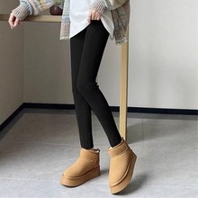韩版新款秋冬高腰显瘦加厚运动瑜伽裤外穿时尚紧身针织细纹打底裤