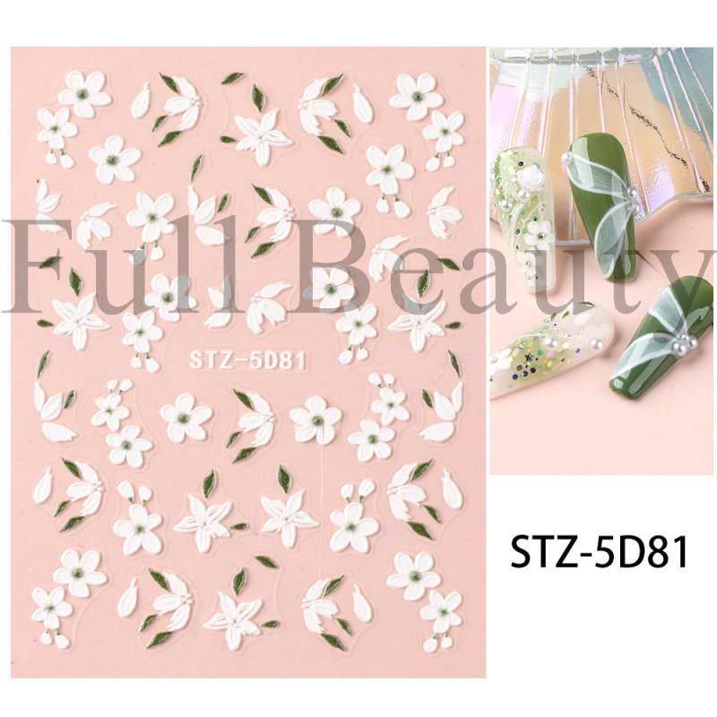 越境新作ネイルステッカーinsレリーフ立体5dツバキ花モクセイ花花花柄ネイルステッカーnail|undefined