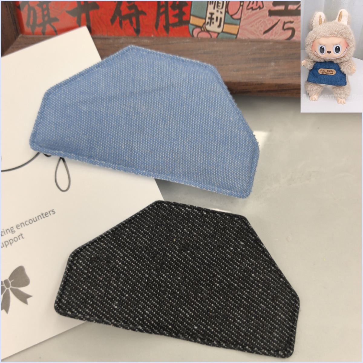 新款牛仔布厨师围裙毛绒玩偶玩具公仔配件娃娃衣服拉布布装饰材料