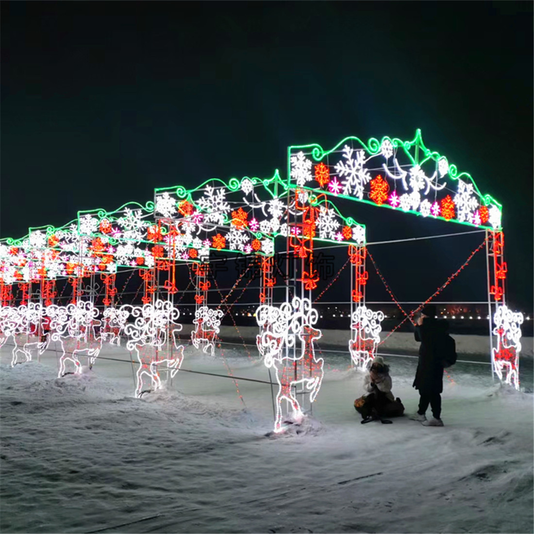 LED时光隧道灯雪花拱门灯光秀公园国庆节户外造型灯