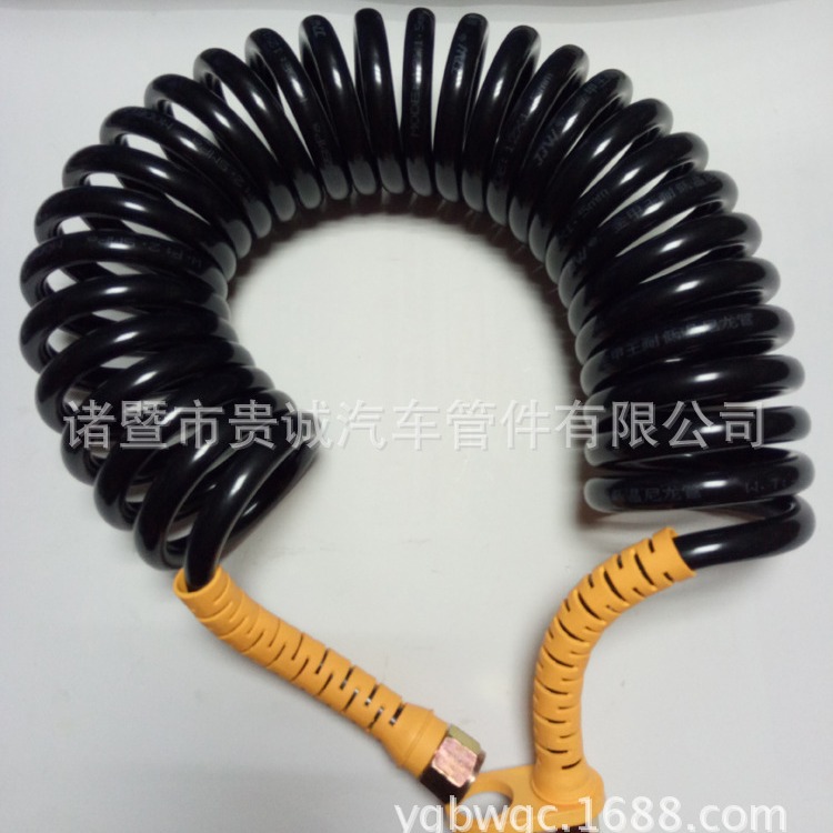 高回弹挂车螺旋管，黑色尼龙刹车气管，半挂车制动弹簧管
