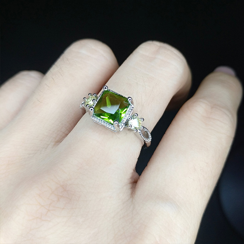 Fashion Square Copper Plating Artificial Rhinestones Open Ring 1 Piece