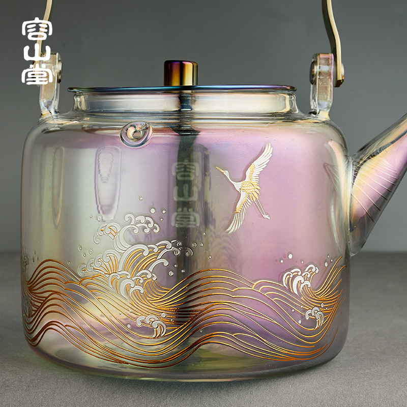 金银烧焕彩玻璃烧水壶茶壶泡茶煮茶器电陶炉茶炉大容量茶具