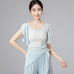 古典舞纱衣女短袖上衣现代舞中国舞蹈练功服演出身韵服训练服成人