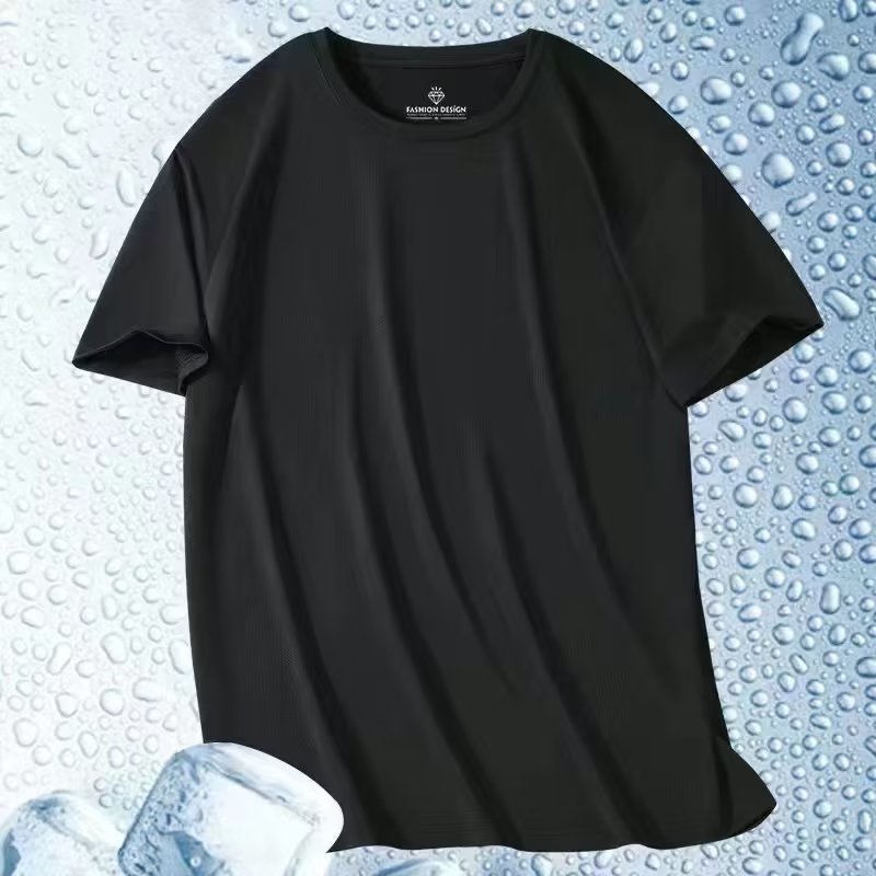 2025 スポーツ Tシャツメンズ半袖 Tシャツアイスシルク吸汗発散性シャツメンズ夏の新しい快適なフィットネスメッシュ速乾性|undefined