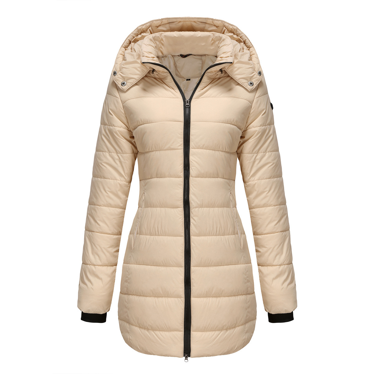 Abrigo de invierno para mujer con capucha extraíble parka impermeable_voghion.com