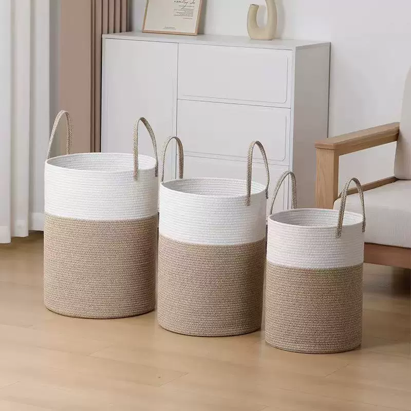 棉绳编织编织筐 简约杂物收纳篮脏衣篮可折叠脏衣篮厂家批发