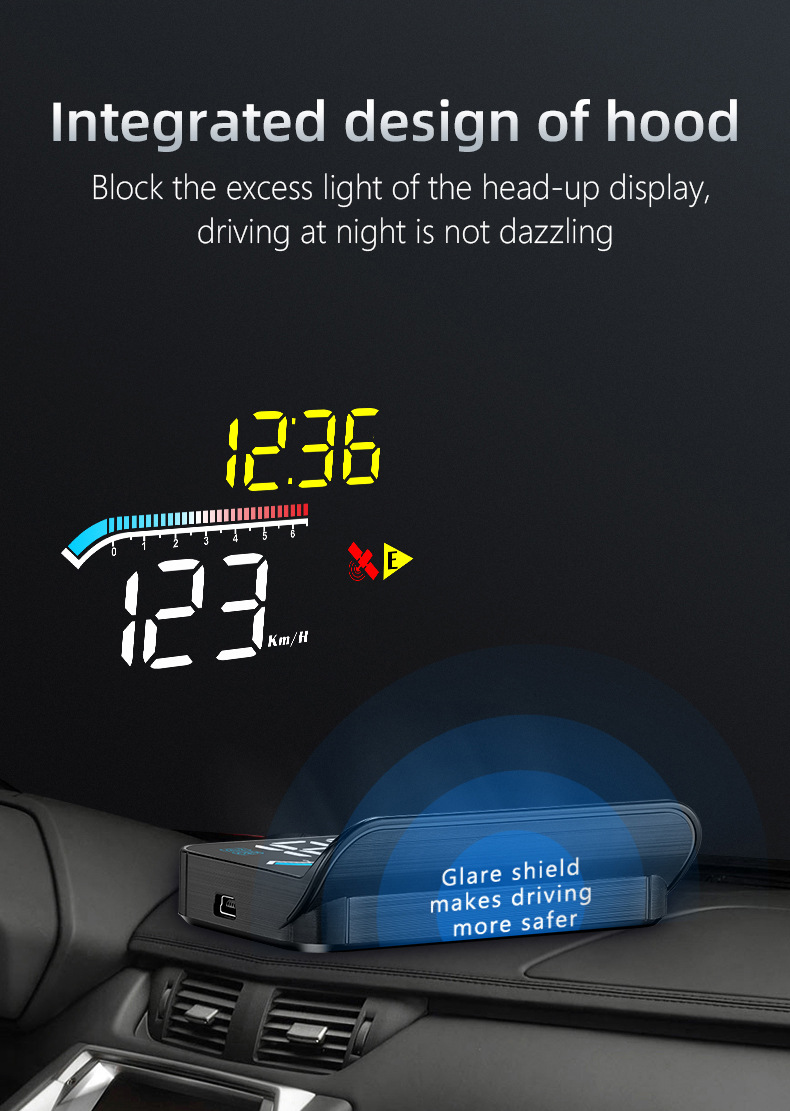Car Head-Up Display (HUD) with OBD Projection, Color Screen, Multi-Function GPS Dual-System, High-Definition Digital Instrument