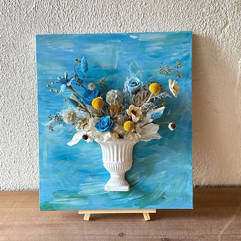 立体フランス油絵フラワーアレンジメント diy 不滅の花石膏装飾品チームビルディング手作り活動不滅の花フォトフレームサロン|undefined