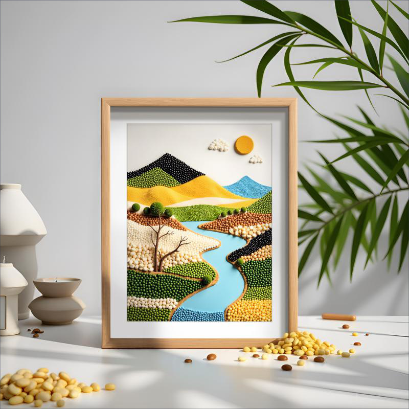 Creative Five-Grain and Cereal Great Wall Collage Painting, Grain Collage Handmade Flat Artwork, Chinese Cultural Decorative Painting with Frame Creative Five-Grain and Cereal Great Wall Collage Painting, Grain Collage Handmade Flat Artwork, Chinese Cultural Decorative Painting with Frame
