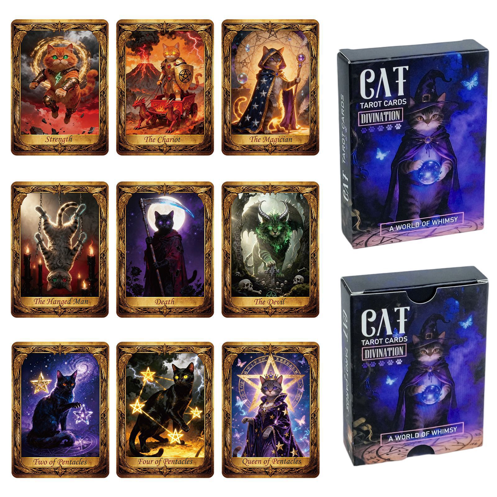 New Sheets Of Whimsical Cat Tarot Board Fun Mysterious Immersive Game Cards_voghion.com