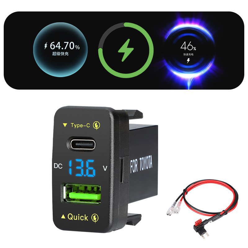 New Car USB Charger 66W Super Fast Charging 12-24V Rv Truck Modified Type-C Interface Flash Charging