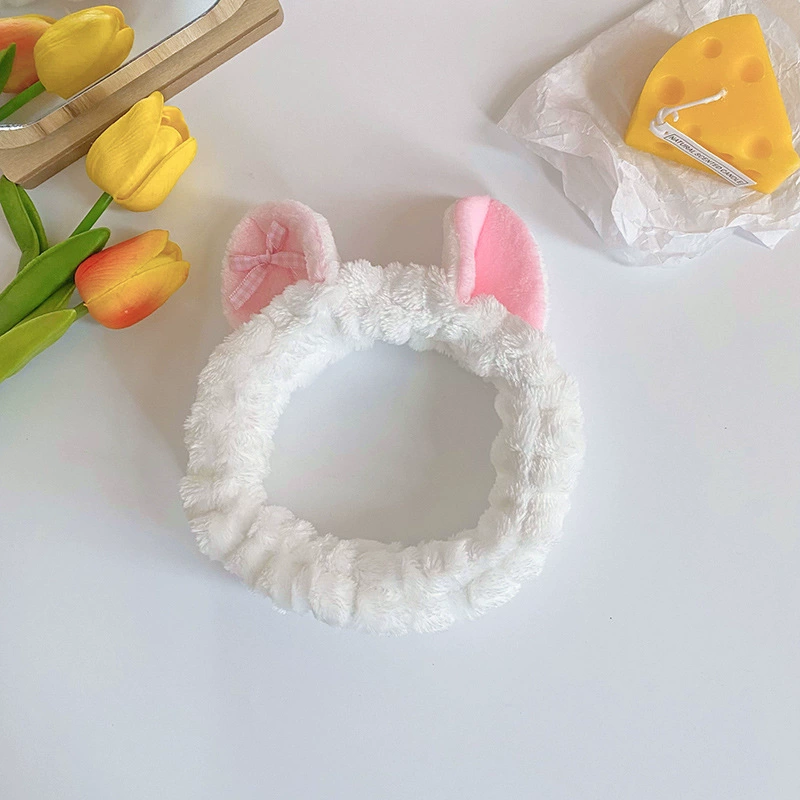 Cute Cat-Ear Headband for Face Washing and Makeup, Soft Plush, 20×5.5×3 cm, Multi-Color