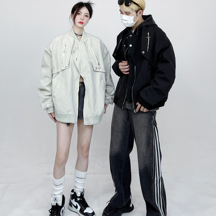 Uniforme de béisbol de diseño de nicho retro americano para mujer primavera y otoño nuevo estilo suelto calle alta vibe chaqueta de vuelo para hombre