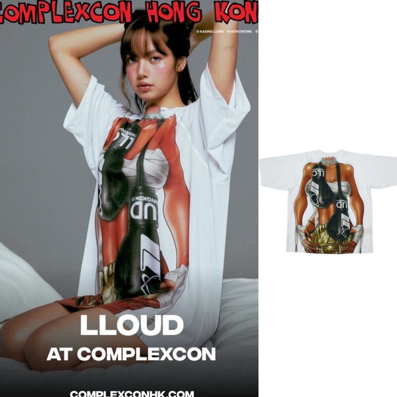 26Ss/Original Correct Version Lisa's Same Style 3D Front and Back Printed Boxer Series Loose Fit Long T-Shirt Short Sleeves