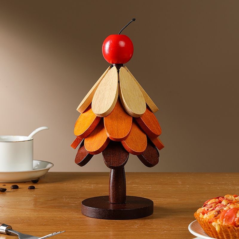 Alta sensación de árbol de Navidad almohadilla de aislamiento térmico decoración de mesa de un árbol de madera sólida anti-corrosión plegable almohadilla de tazas almohadilla de platos mayorista