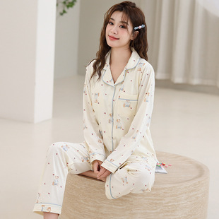 Pure Cotton Type a Postpartum Clothing Summer with Breast Pad Home Clothes Nursing Set Manufacturers Wholesale Maternity Pajamas