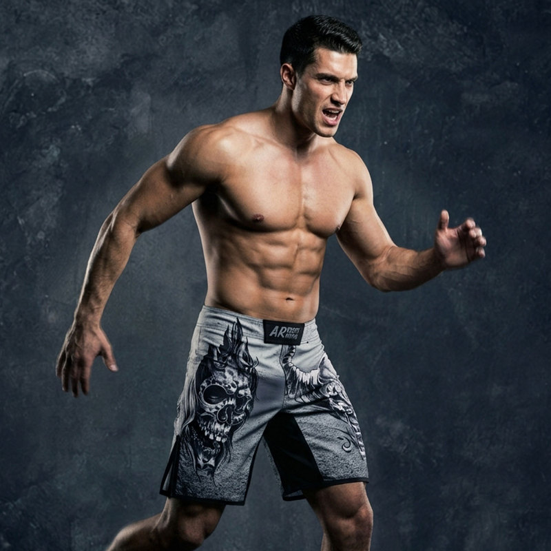 Rouhou MMA Niu Mo Dark Fight Professional Training Shorts, Durable, Quick-Dry, Men's UFC Elastic Comfortable Sports Shorts Rouhou MMA Niu Mo Dark Fight Professional Training Shorts, Durable, Quick-Dry, Men's UFC Elastic Comfortable Sports Shorts
