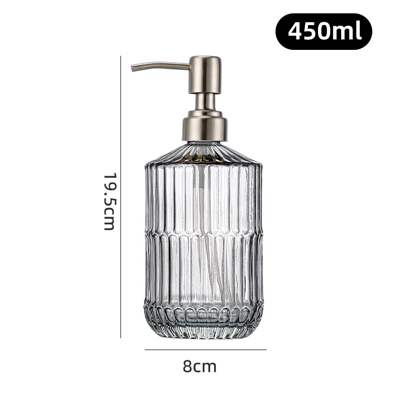 450ml; Junta de bambú gris + cabezal de bomba de acero inoxidable