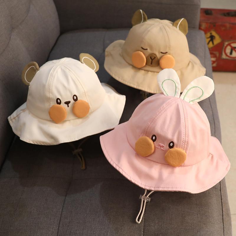 Sombrero de bebé primavera y otoño delgado sombrero de pescador protector solar para niños y niñas pequeños meses lindos super bonitos sombreros de cuenca de dibujos animados