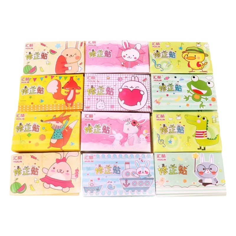 Papelería al por mayor estudiante Linda billetera autoadhesiva pegatinas de corrección de papel de corrección pegatinas de corrección de papel