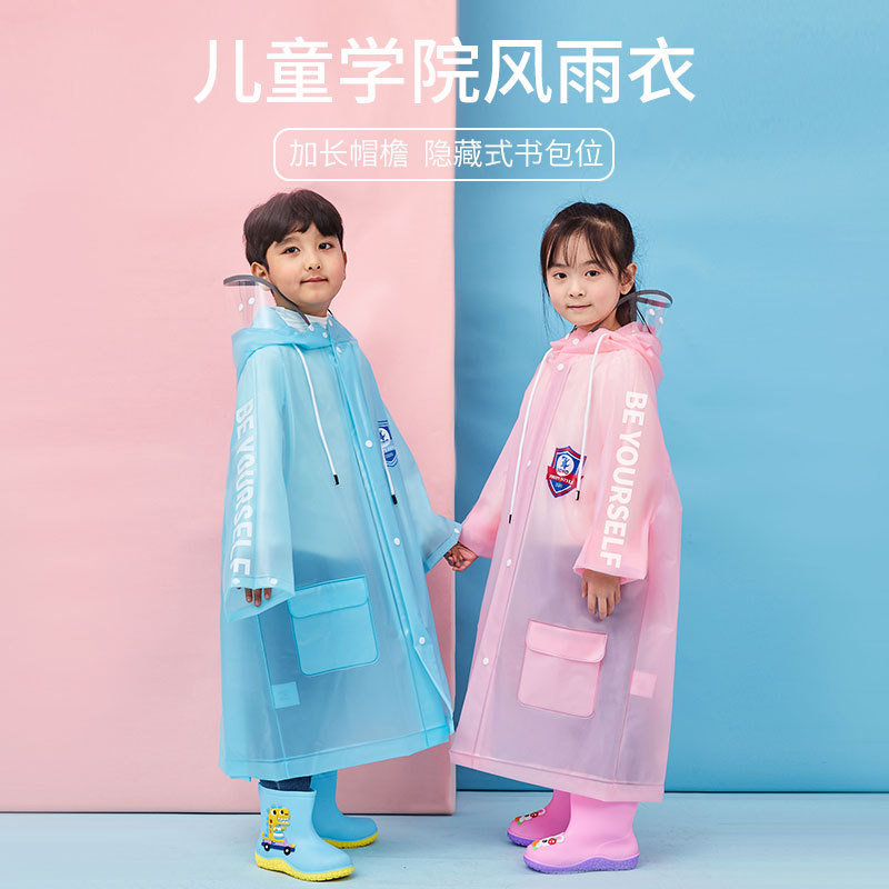 Primary School Students Hiking Raincoat Kindergarten College Rain Poncho Tpu Kidsren's Rainproof Cartoon Full Body Invisible Backpack