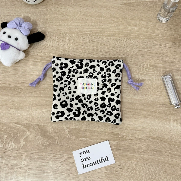 White leopard print double storage (corduroy)