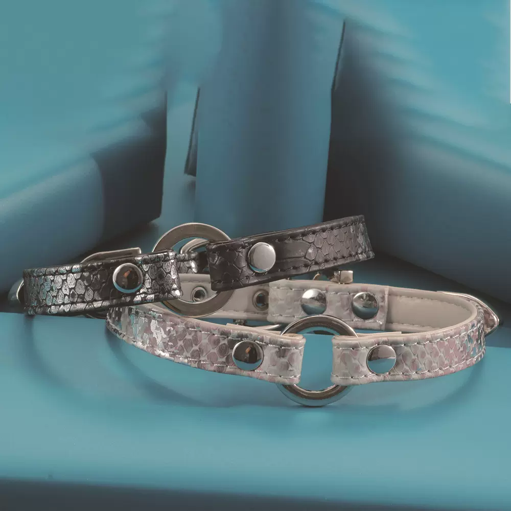 设计感蛇纹皮质choker项圈女式圆环银色日常亚朋克原宿哥特风颈圈