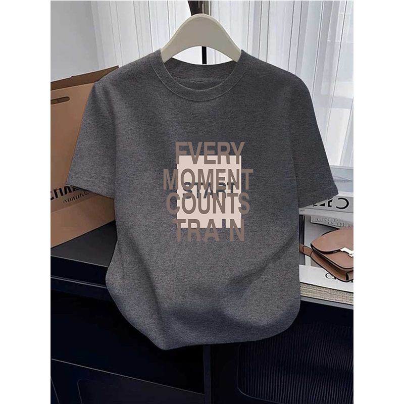 2026 Summer New Style Right-Shoulder Round-Neck Pure Cotton Short-Sleeved T-Shirt for Women Korean Style Fashion Casual Versatile Top Basic Style