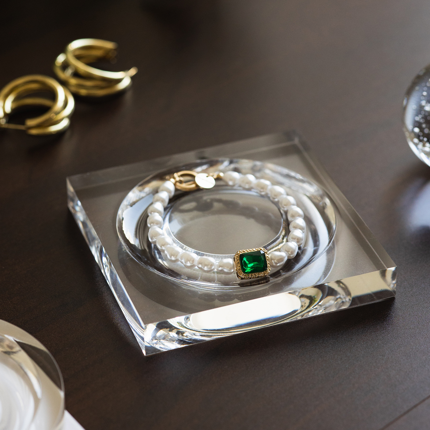 사각 아크릴 손 장식 접시