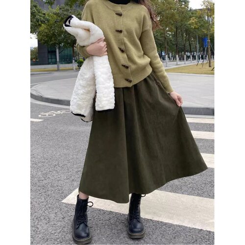Vintage versatile new semi-slip women's high-waisted loose fall winter design work semi-slip dress
