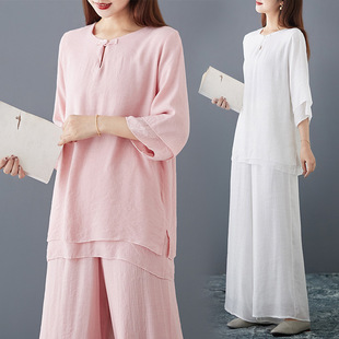 2025 Cotton and Linen Yoga Suit Summer Meditation Suit Women's Two-Piece suit New Style Zen Jusan Suit