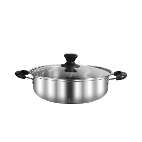 Factory direct sales thickened lidded mandarin duck pot stainless steel double-ear clear soup pot commercial household hot pot basin hot pot pot