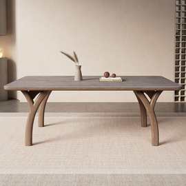 北欧实木岩板餐桌椅组合小户型家用白蜡木现代简约饭桌长方形餐台