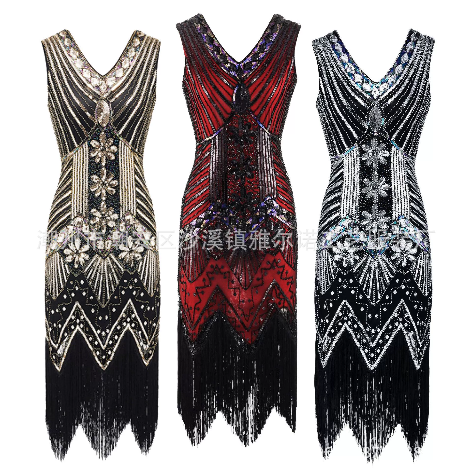 Платье с кисточками и пайетками 1920-х годов Ретро Европейское и американское банкетное платье сценическое выступление Amazon Cross Border