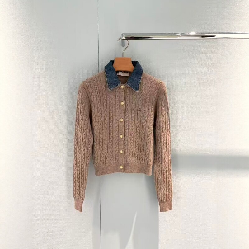 Nanyou High-End MM26 Early Autumn Cable Knit Long Sleeve Buttoned Age-Reducing Turn-Down Collar Versatile Knit Cardigan for Commuting Trendy Women's Wear
