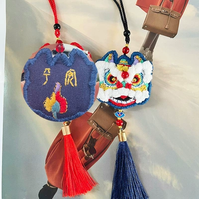 embroidery pendant material bag for | Car hanging - blue-peace-gift-box-car-hanger-diy-material-package