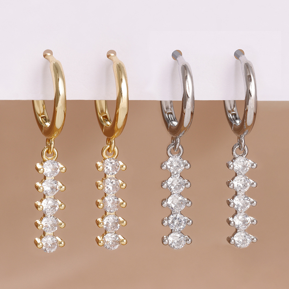 Simple Teardrop-Shaped Diamond Earrings for Women, Versatile Zircon Round Earrings, Fashionable and Versatile Earrings Wholesale