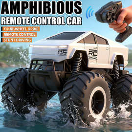 跨境特斯拉水陆两栖防水越野车儿童电动玩具2.4G四驱攀爬RC遥控车