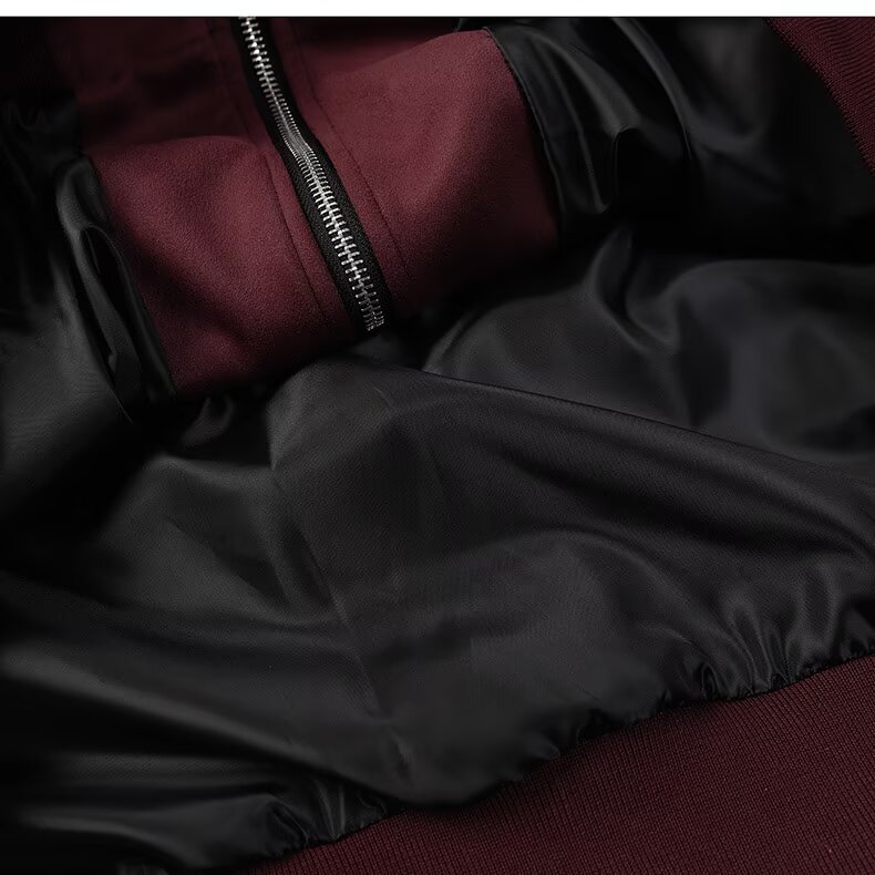 Men's Clothing high street stitching PU leather contrast color pilot jacket retro men and women couple loose casual baseball jacket_voghion.com