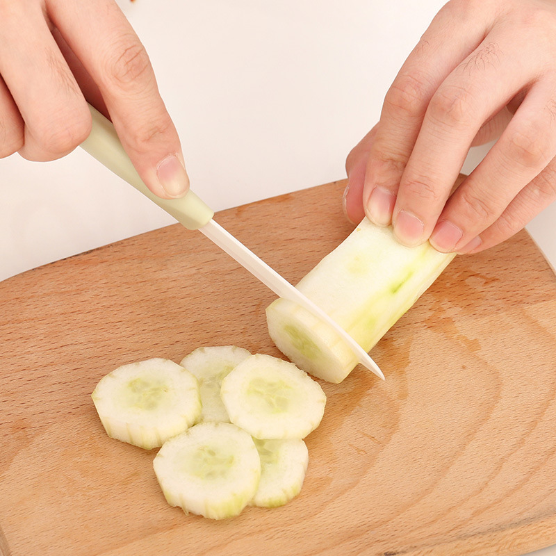 Juego de cuchillos de tres piezas con funda, cuchillo de cerámica, cuchillo de cerámica para frutas, pelador de melón, juego de dos piezas de cuchillos de cerámica