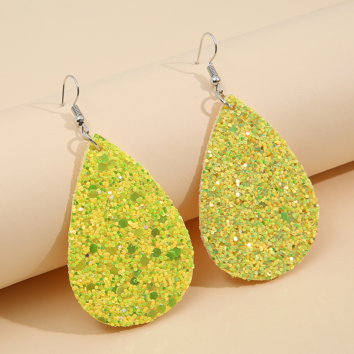 Christmas Leather Pu Sequined Water Drop Earrings Wholesale Nihaojewelry display picture 1